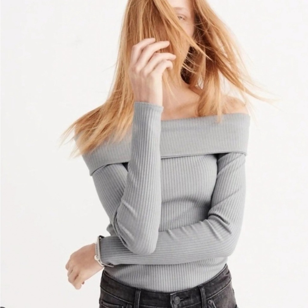 Abercrombie Grey Off-The-Shoulder Top